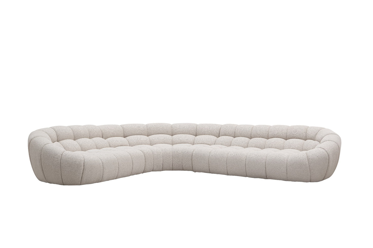 Yolonda - Modern Beige Curved Sectional Sofa