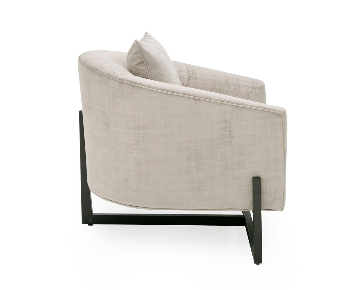 Forbis - Contemporary Light Grey Fabric + Brown Accent Chair