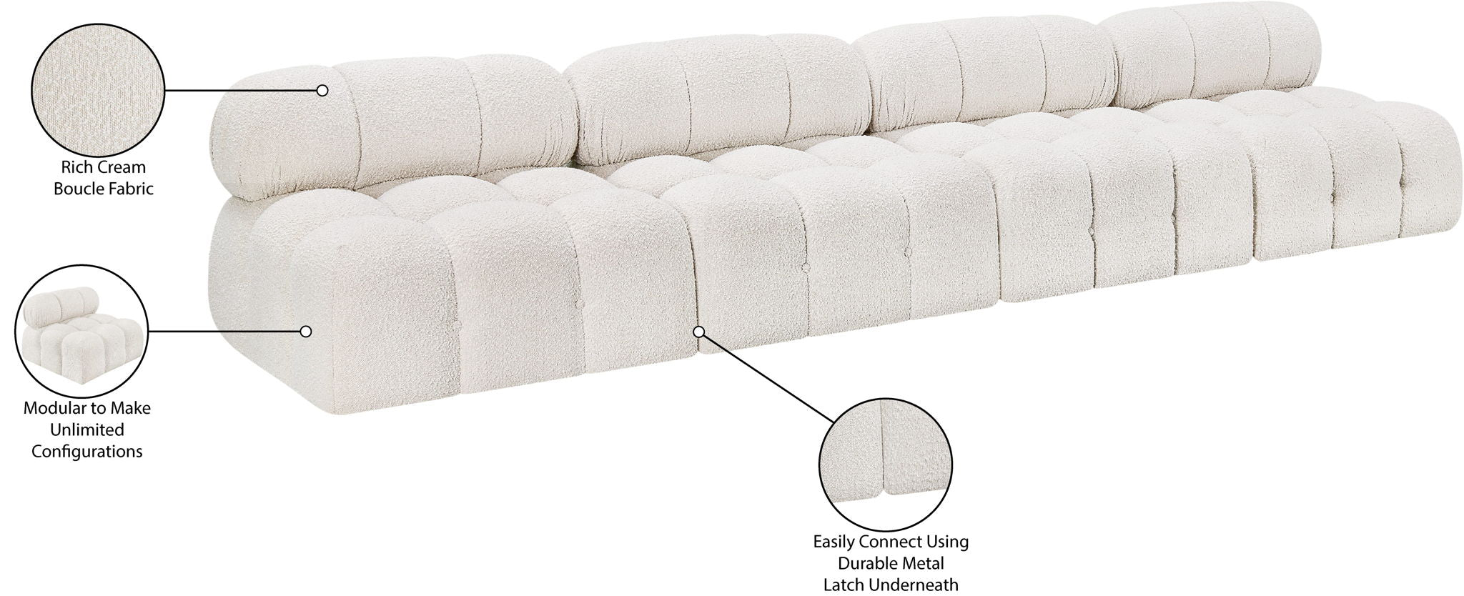 Ames - 4 Seat Modular Armless Sofa