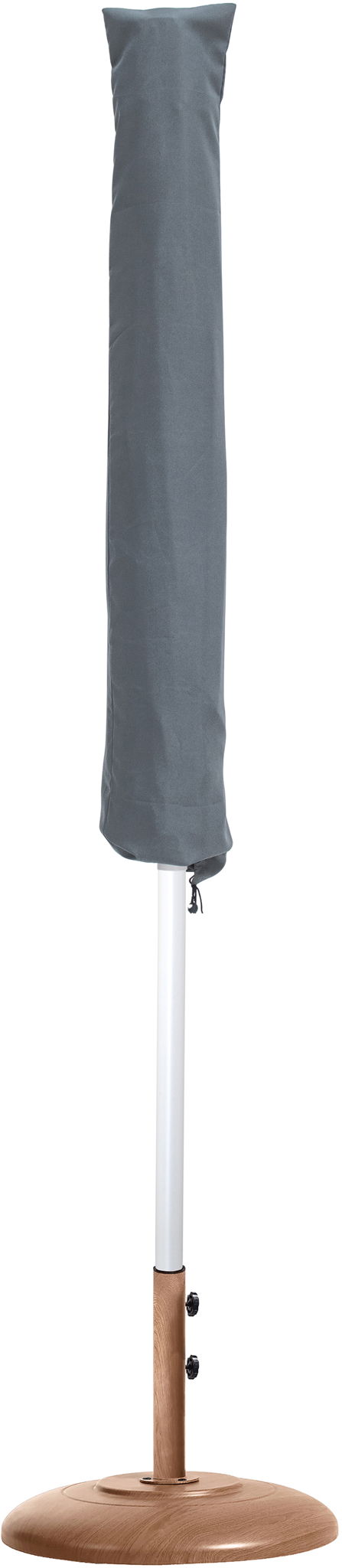 Fiji - Aluminum Patio Umbrella With Round Teak And White Base