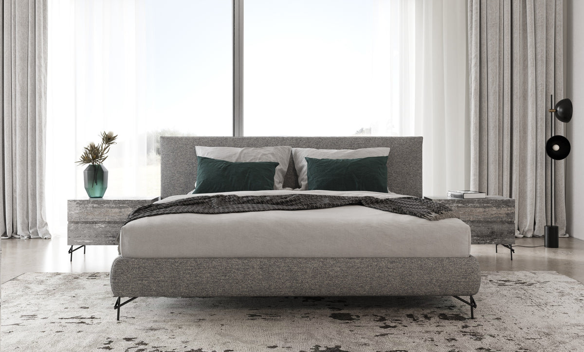 Aria - Italian Modern Multi Grey EK Bed and Two Nightstands