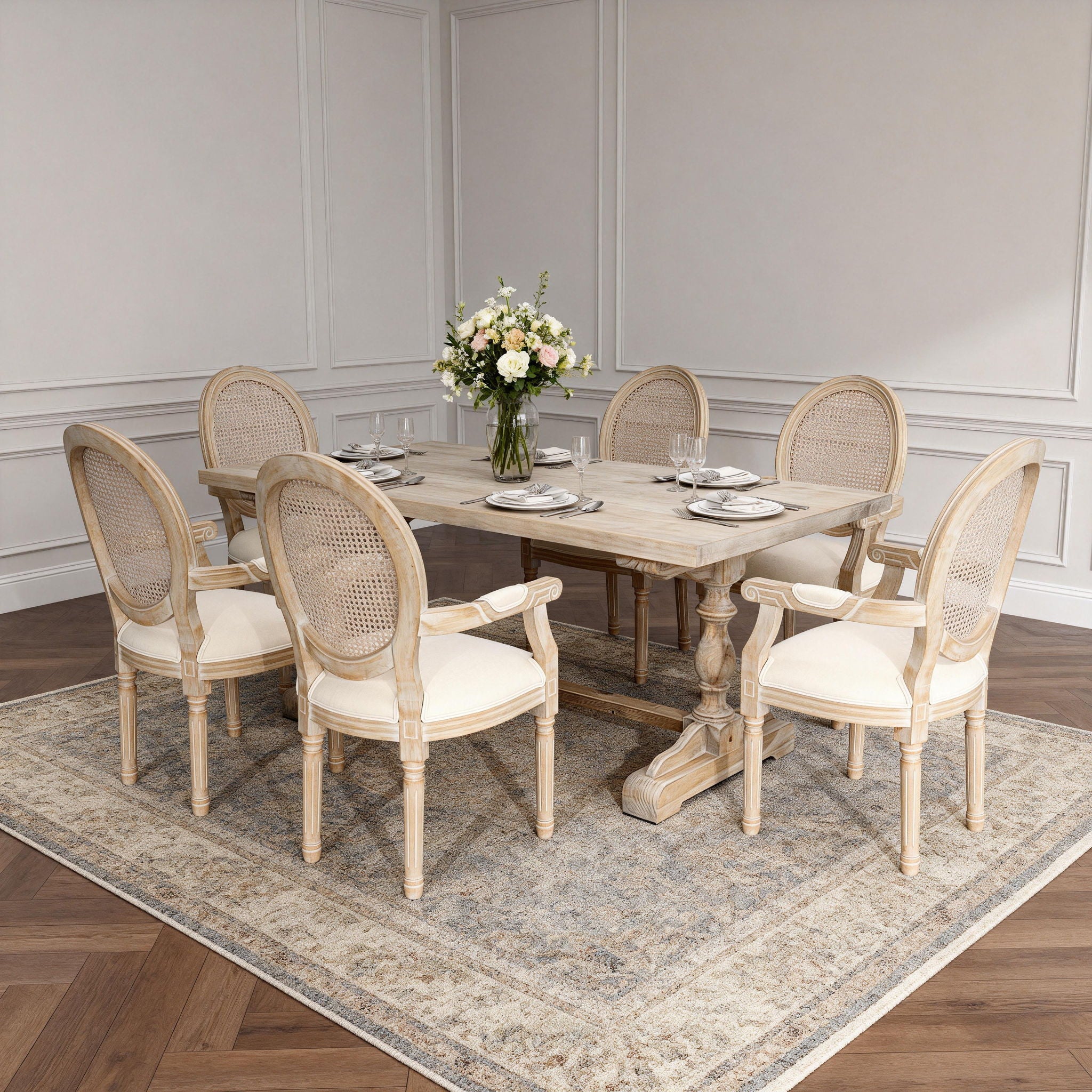 Upholstered Dining Armchair (Set of 2) - Beige
