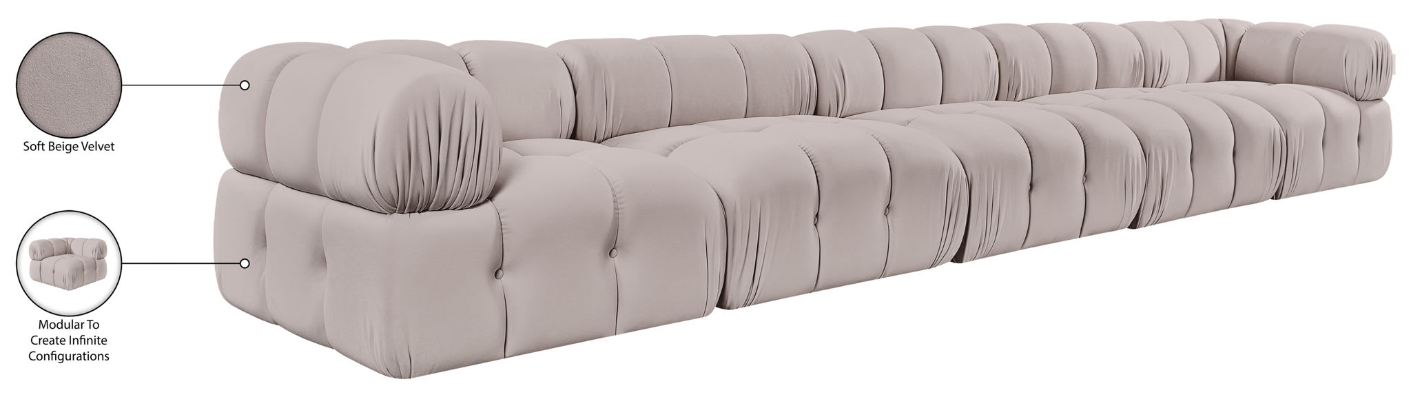 Orin - Fabric Velvet 5 Piece Modular Sofa