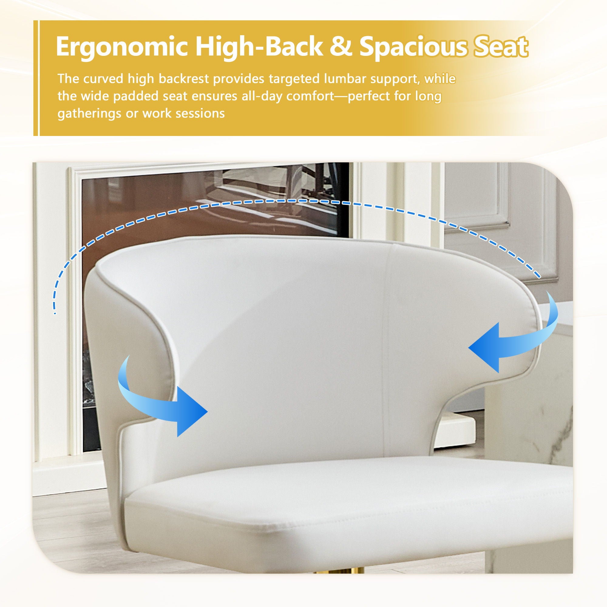 Adjustable Swivel Bar Chair With High Back Support