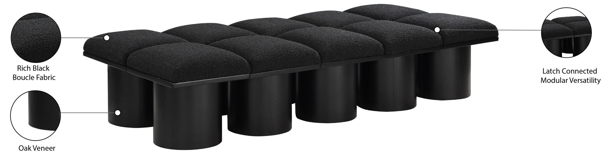 Pavilion - 10 Piece Modular Bench With Black Base