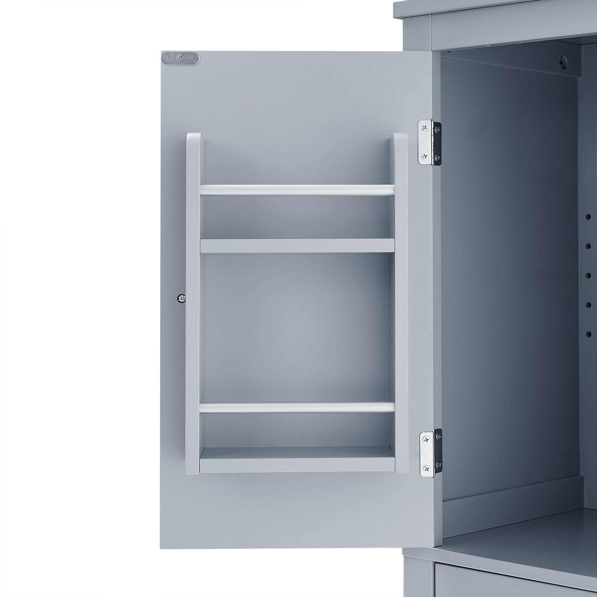 Elegant Bathroom Floor Storage Cabinet With 4 Doors, Adjustable Shelves