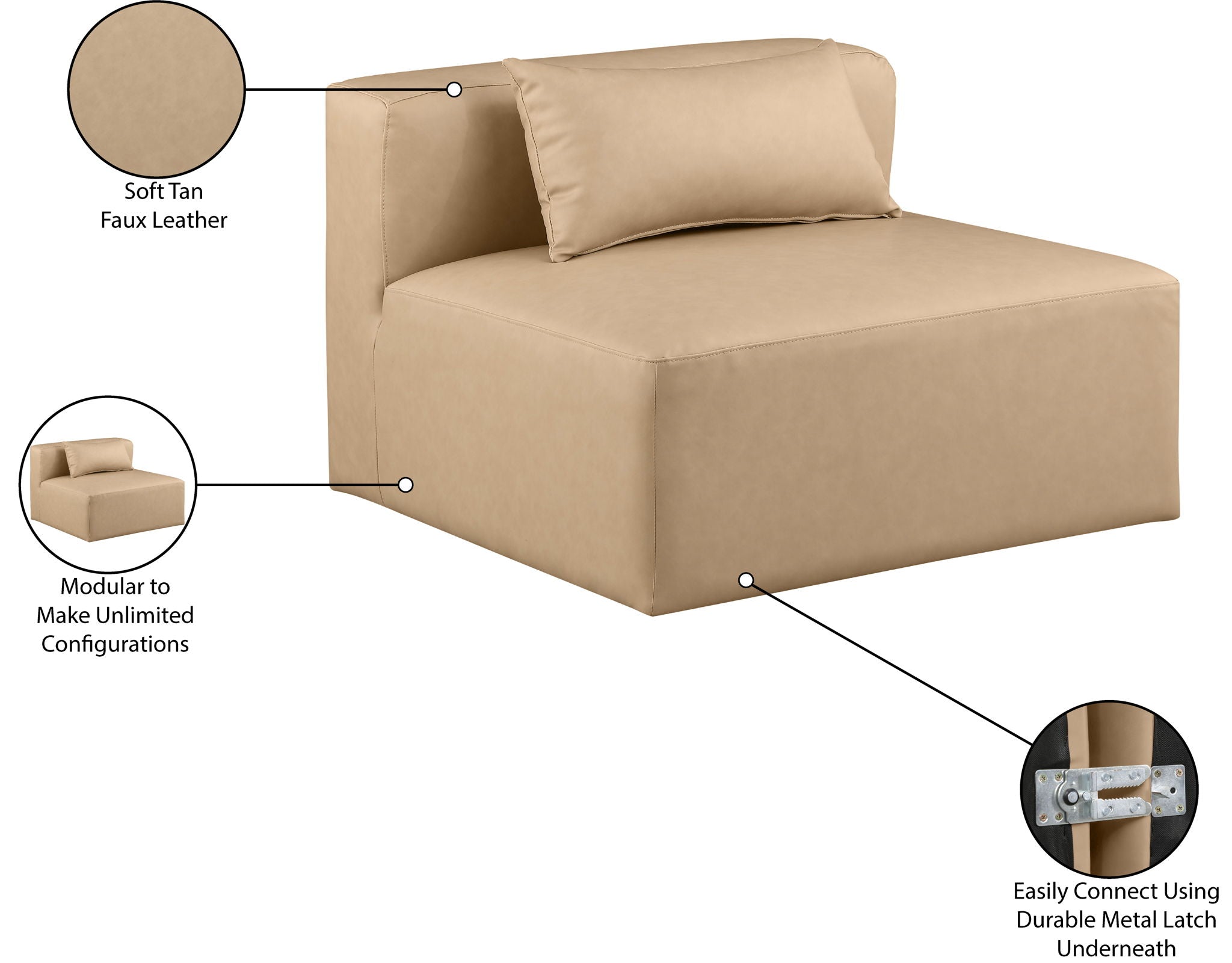 Cube - Armless Chair - Tan