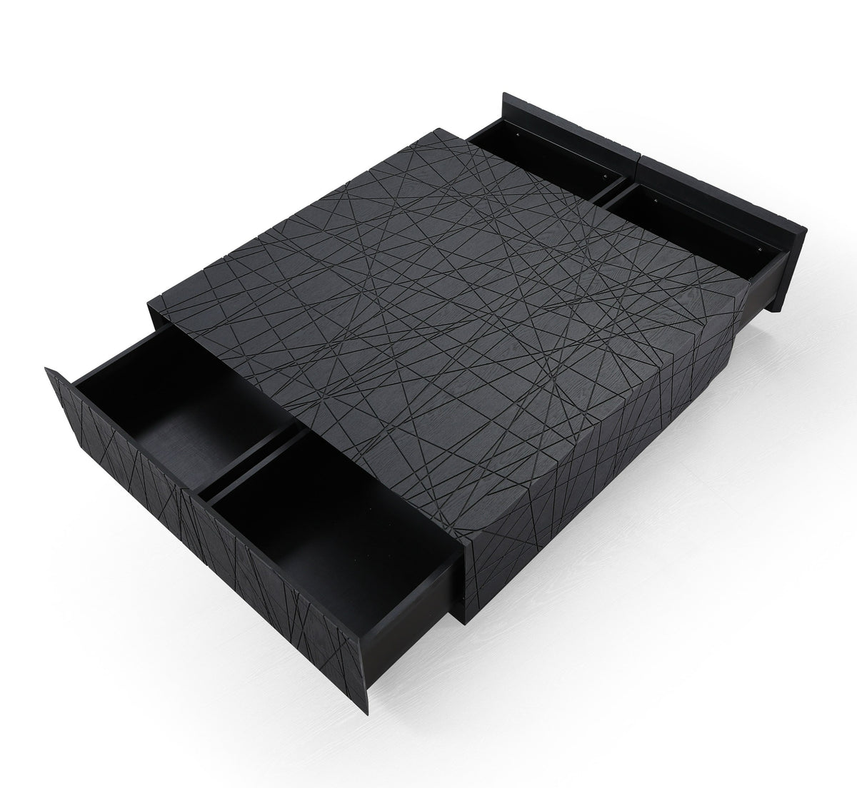 Kenda - Modern Black Oak Square Coffee Table With Storage