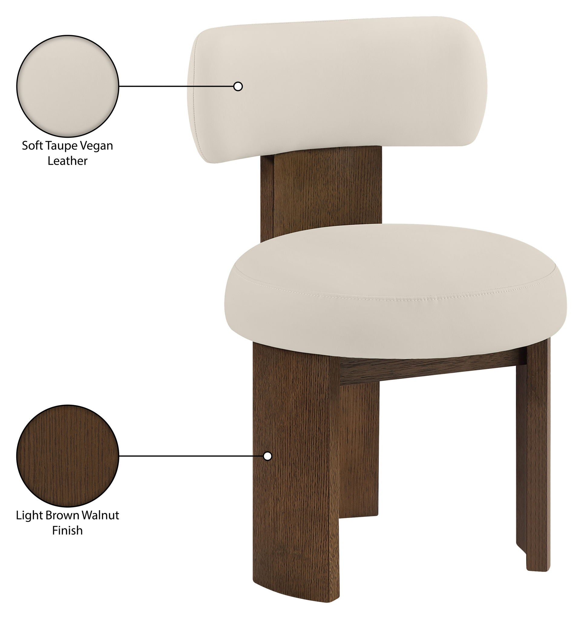 Atelier - Vegan Leather Upholstered Dining Chair (Set of 2) - Taupe / Painted Brown