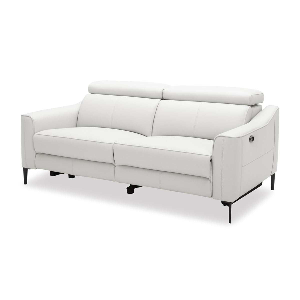Eden - Modern White Leather Sofa With 2 Recliners