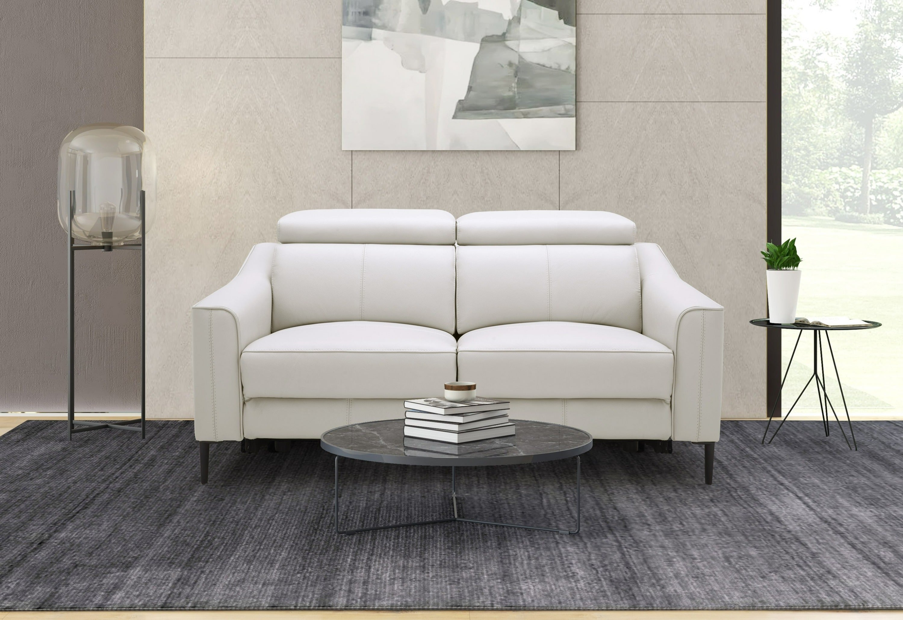 Divani Casa Eden - Modern White Leather Loveseat With 2 Recliners