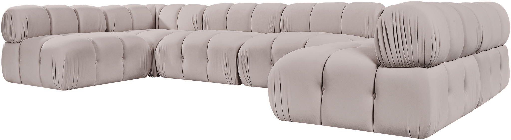 Orin - U-Shaped Velvet 6 Piece Modular Sectional