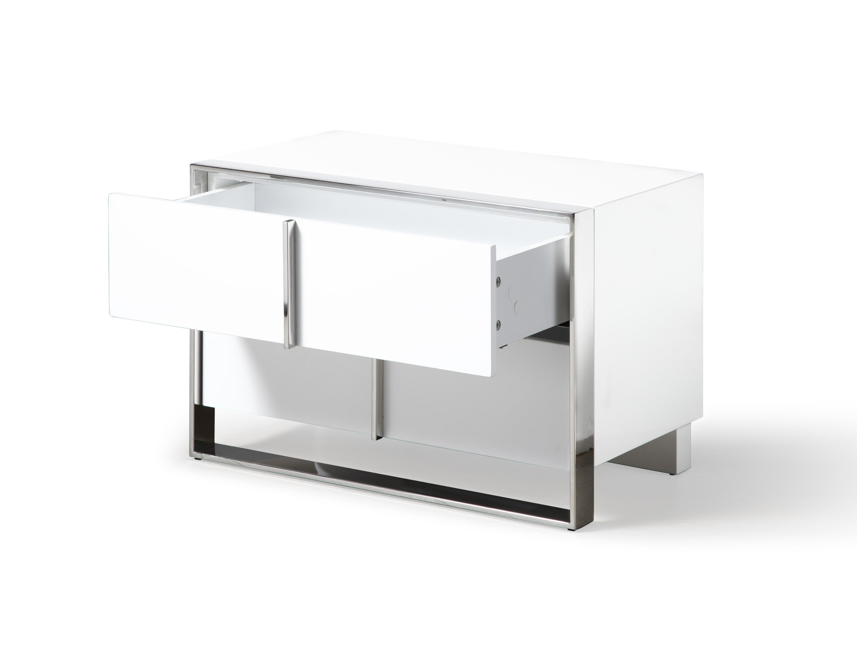 Modrest Cartier - Modern White + Stainless Steel Nightstand