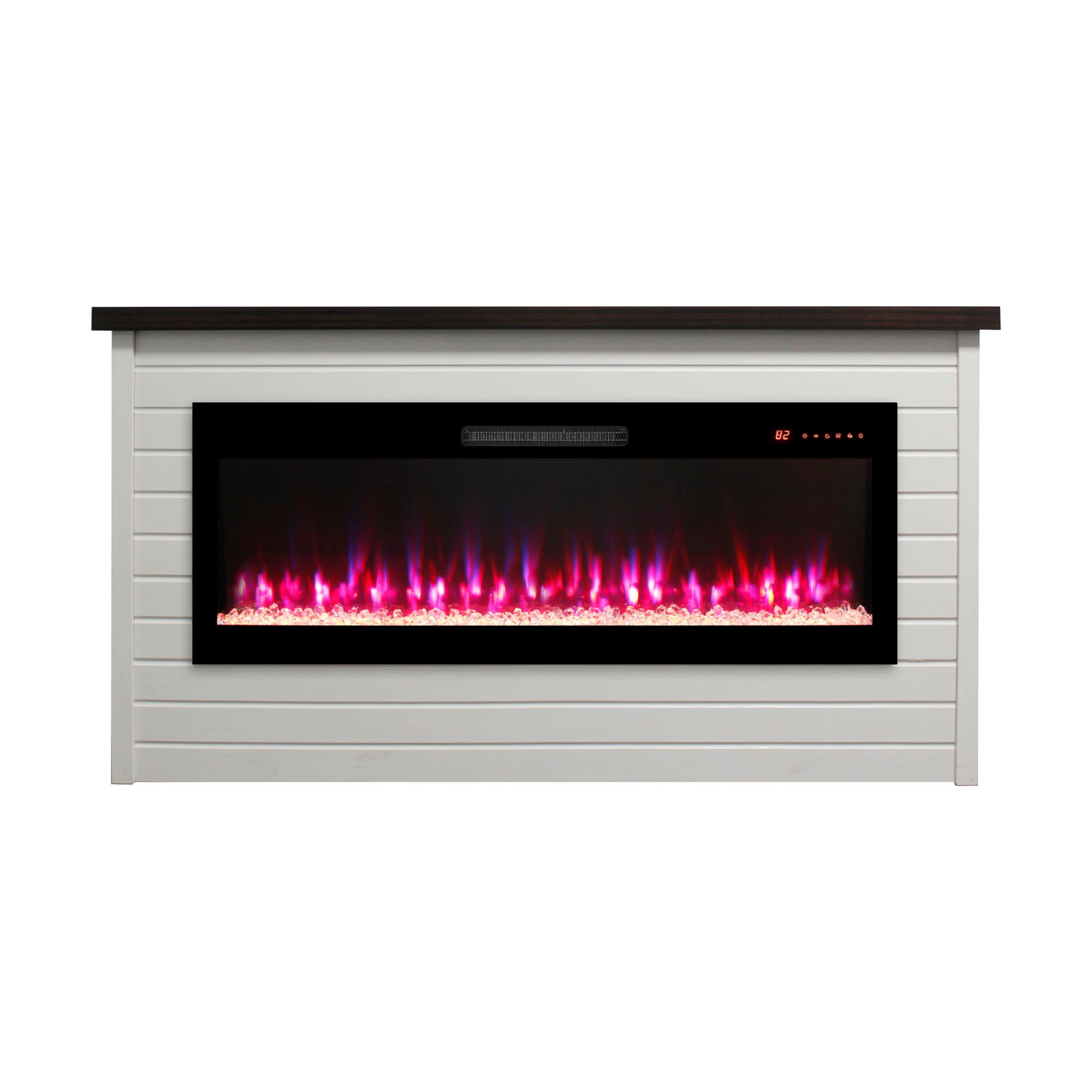 65" Electric Fireplace With Wall Mantel, 50" Fireplace Insert Heater, Remote Control, Timer For Living Room - Antique White