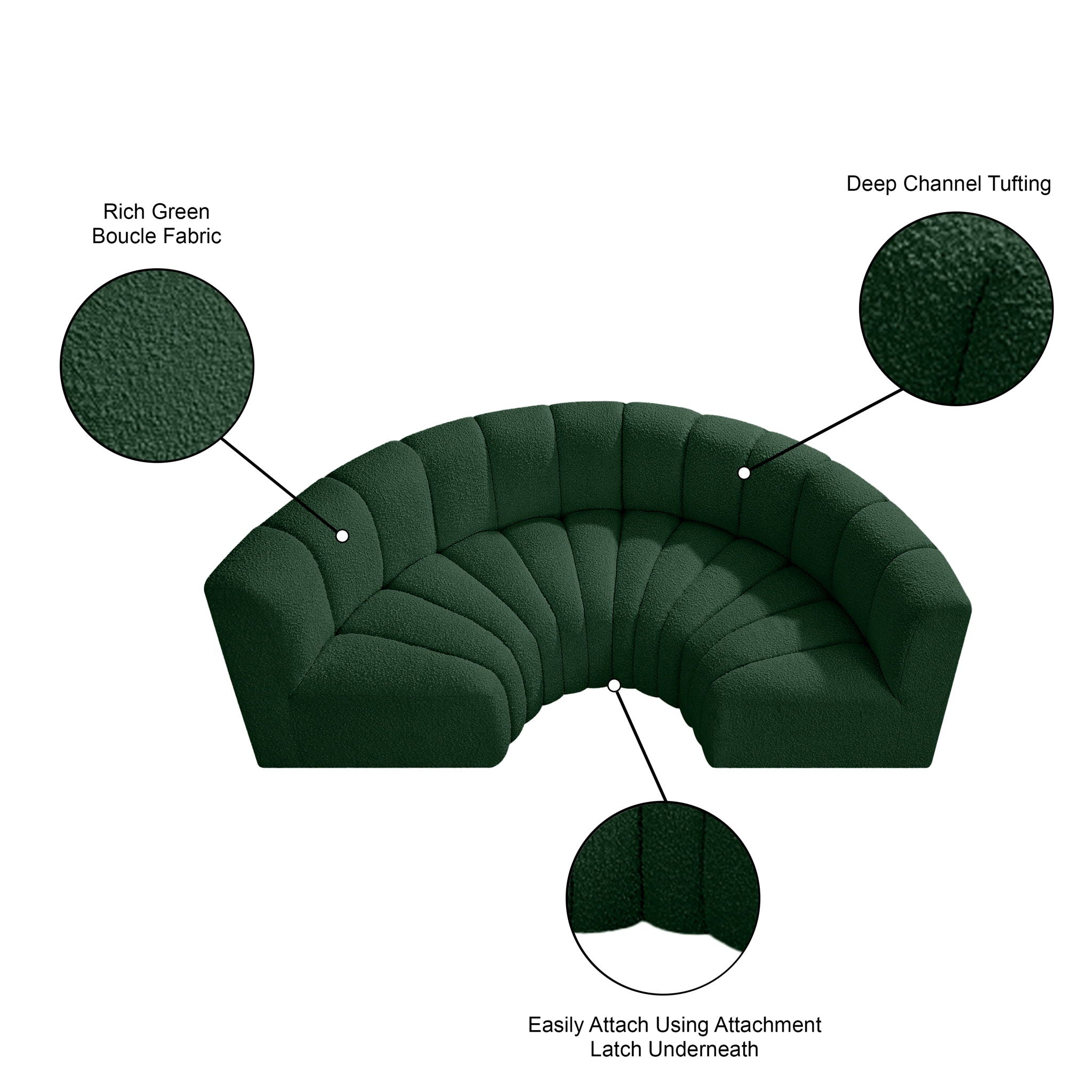 Arc - Boucle Fabric 4 Piece U-Shaped Modular Sofa