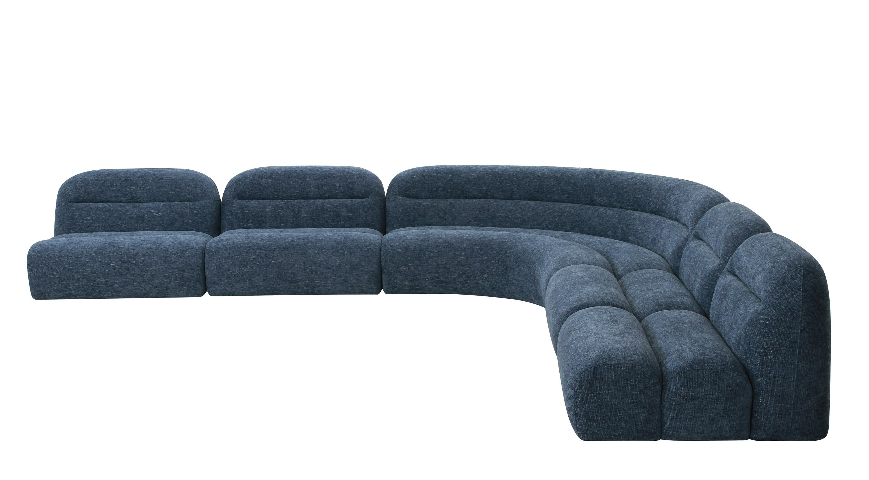Divani Casa Forman - Modern Blue Fabric Modular Armless Sectional Seat