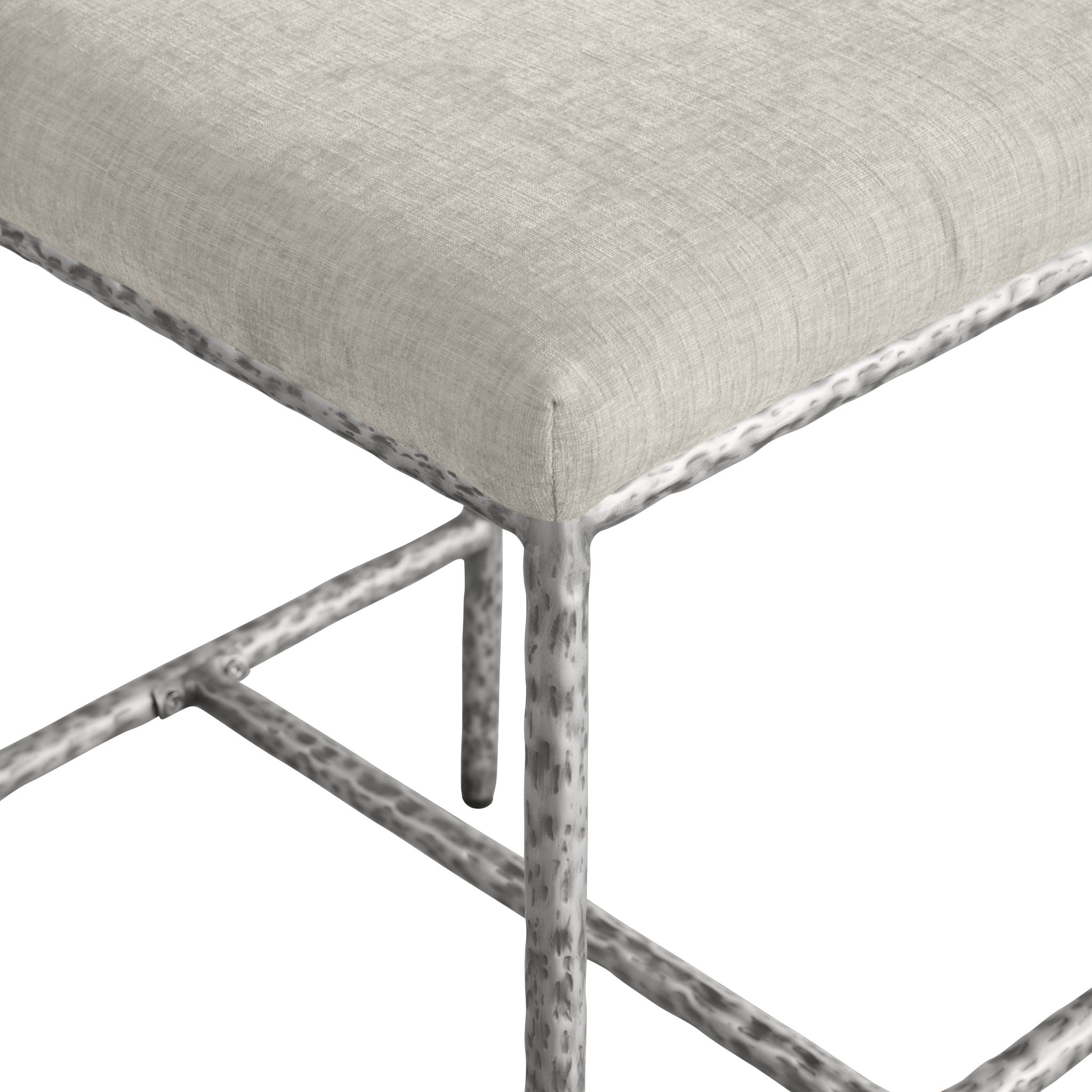 Reeves - Chenille Fabric Upholstered Counter Stool (Set of 2) - Silver Base