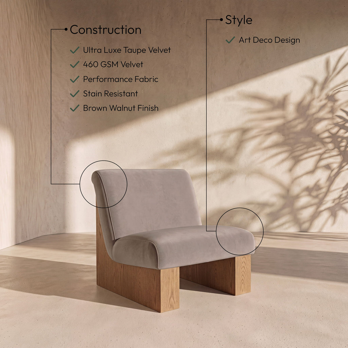 Vantage - Velvet Performance Fabric Upholstered Accent Chair