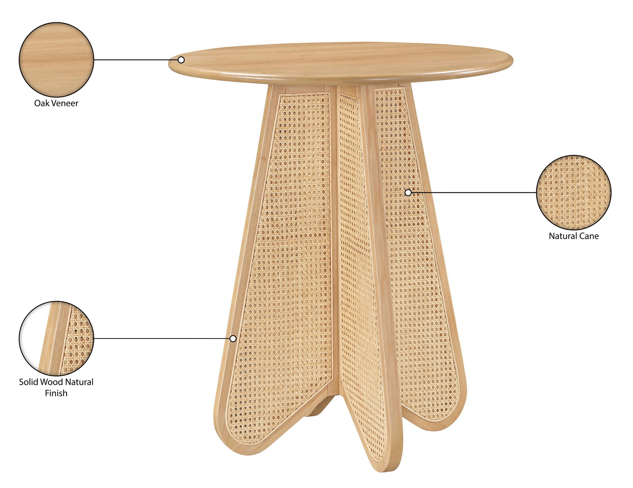 Butterfly - Solid Wood And Natural Cane Table With Natural Top