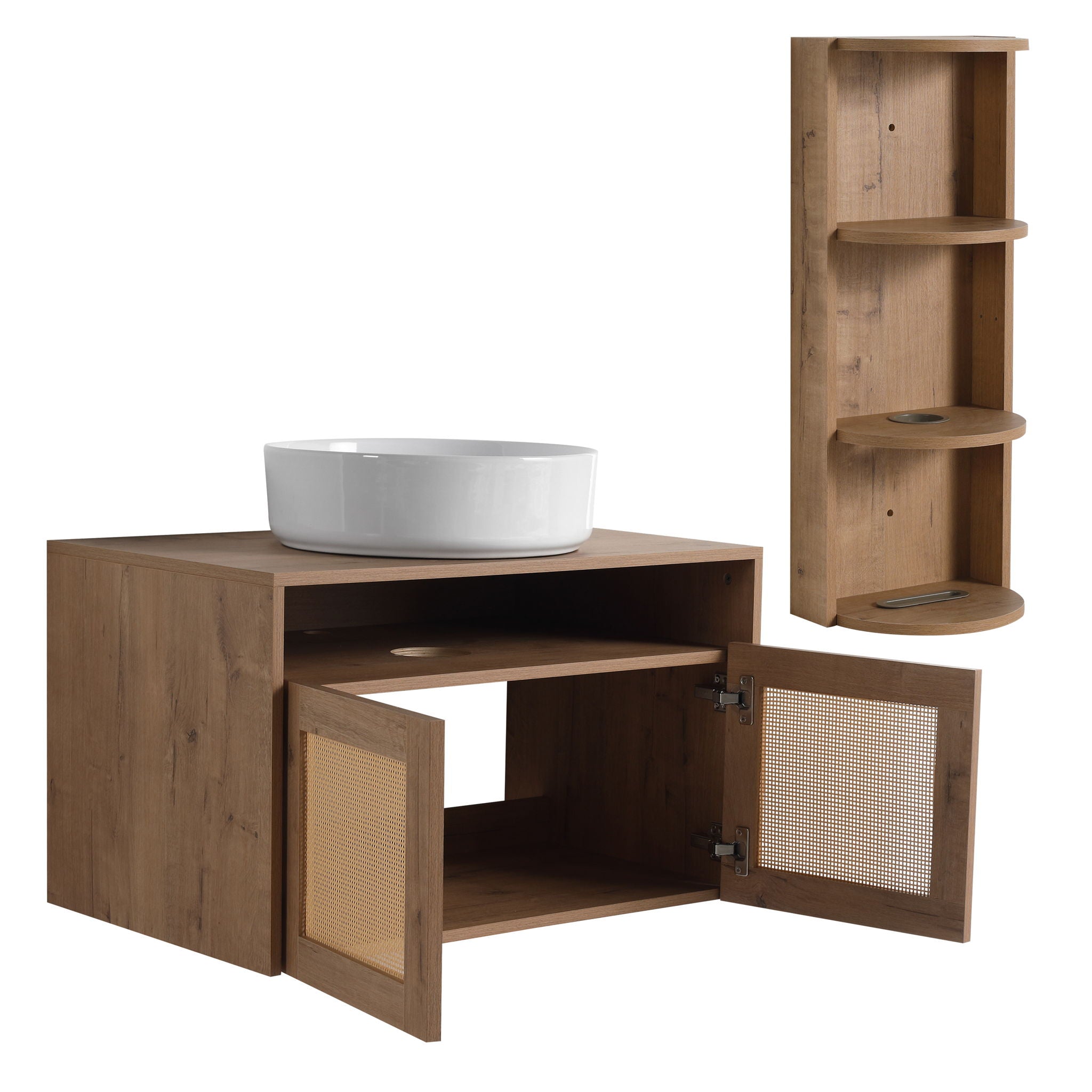 Bathroom Vanity With Art Sink And Storage Rack, Float Mounting Design