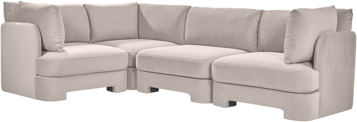 Hammond - Velvet Performance Fabric Upholstered 4 Piece Sectional