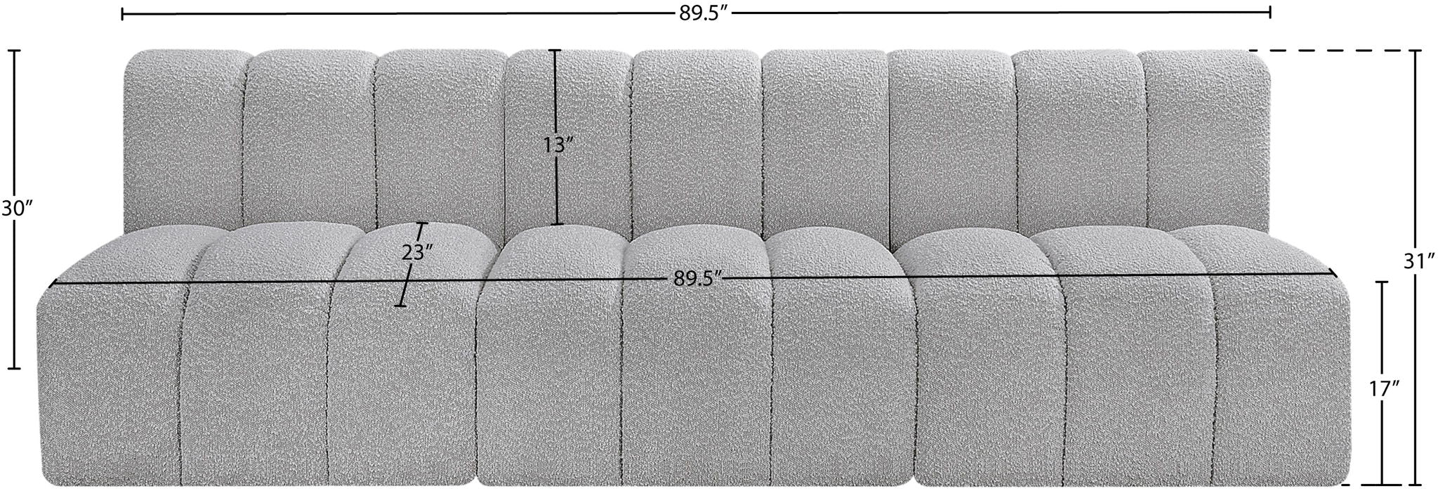 Arc - Boucle Fabric 3 Seats Modular Sofa