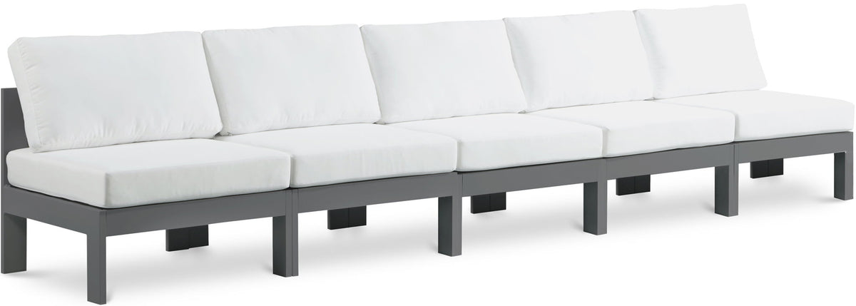 Nizuc - Outdoor Patio 5 Seat Modular Armless Sofa With Gray Frame