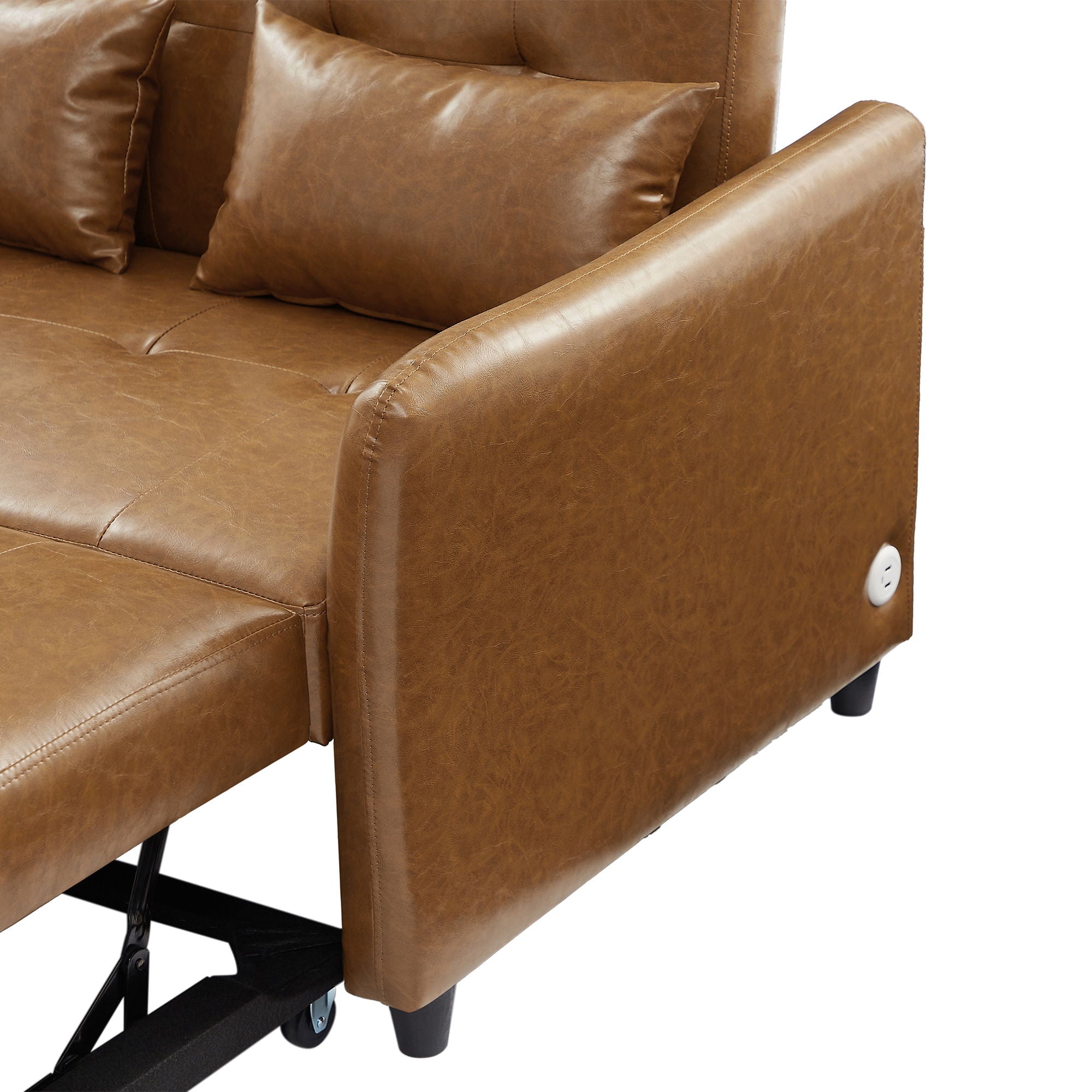 Convertible Sleeper Sofa Bed With 3 USB Ports