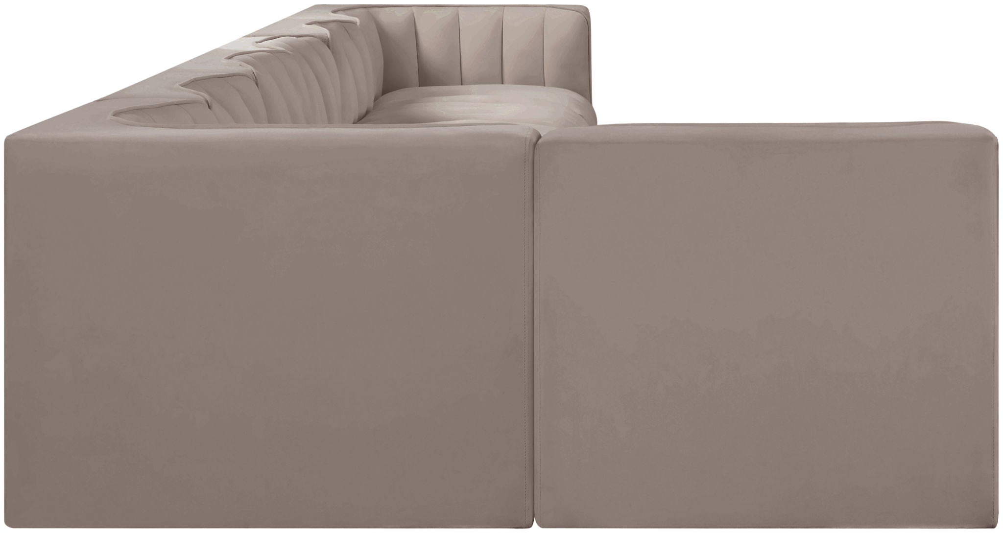 Rummi - Velvet Performance Fabric Upholstered 7 Piece Modular Sectional, L-Shaped (Right)