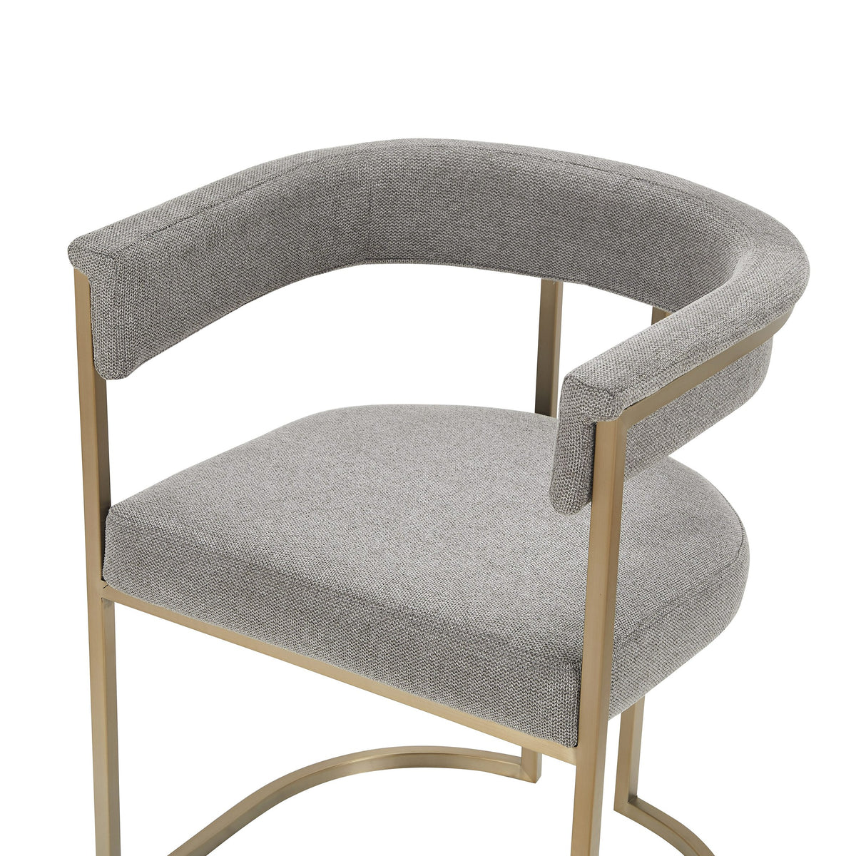 Byron - Modern Grey Fabric + Antique Brass Dining Chair