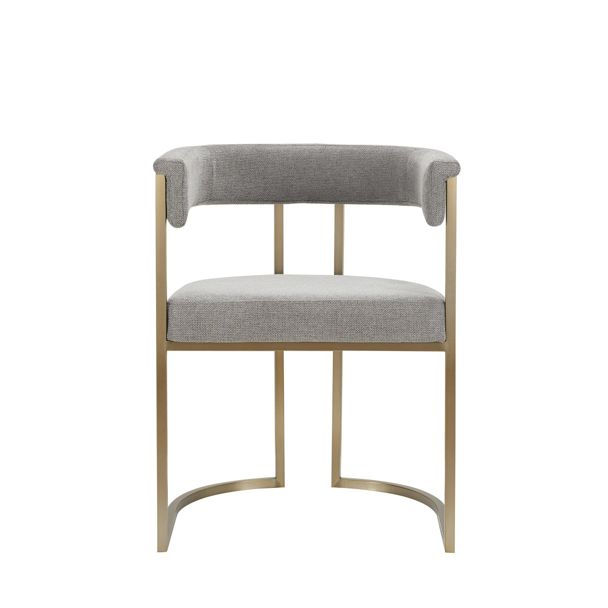 Byron - Modern Grey Fabric + Antique Brass Dining Chair