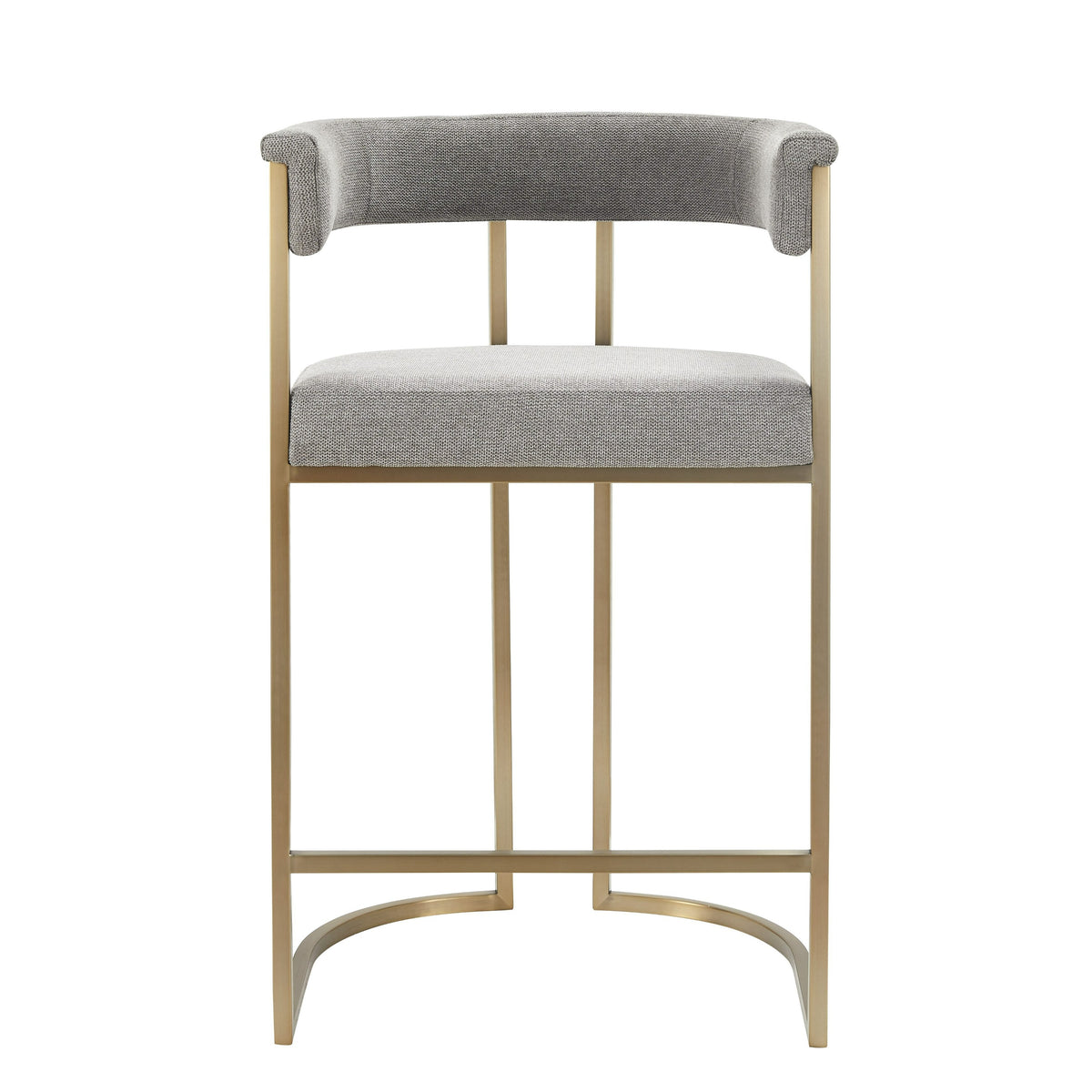 Byron - Modern Grey Fabric + Antique Brass Counter Chair