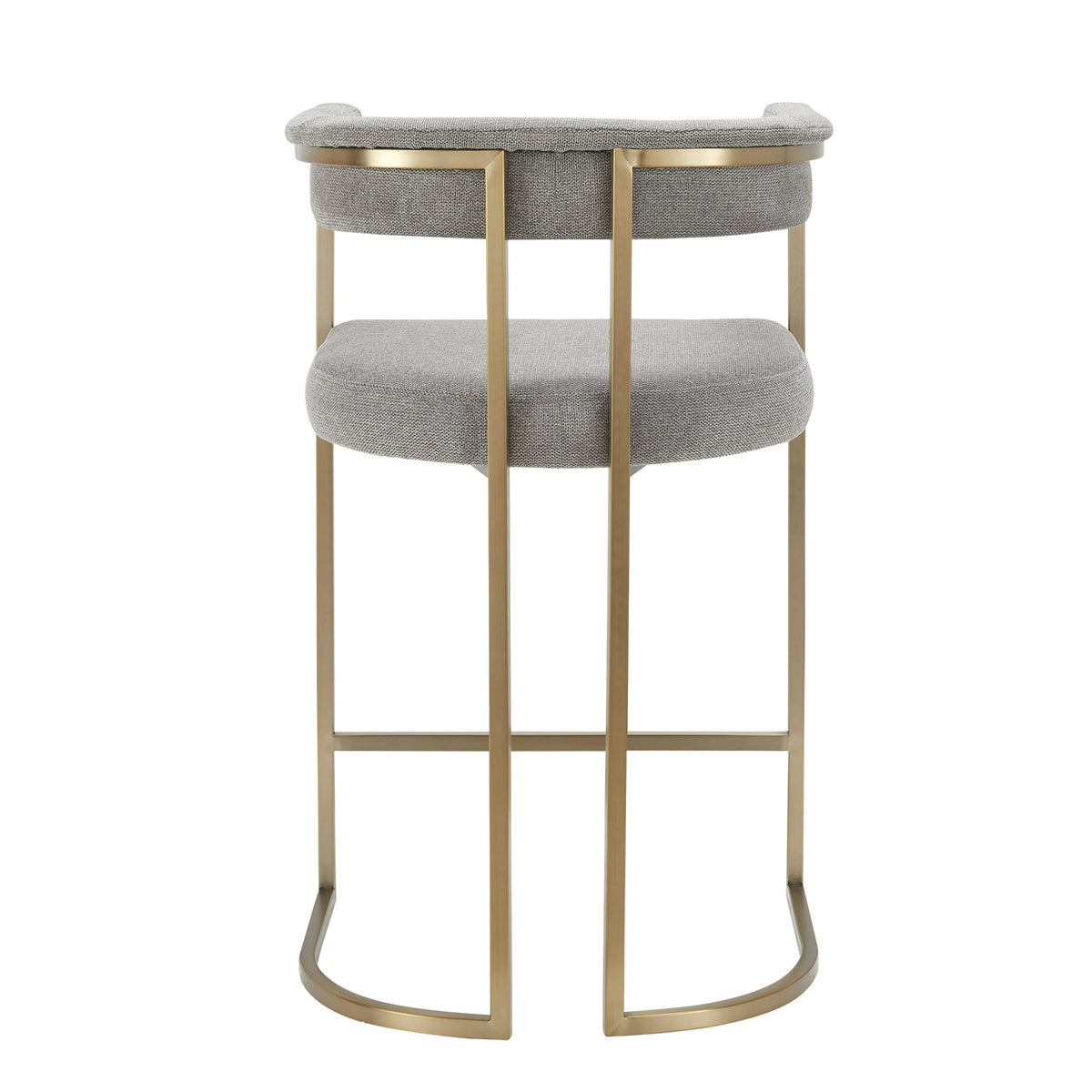 Byron - Modern Grey Fabric + Antique Brass Counter Chair