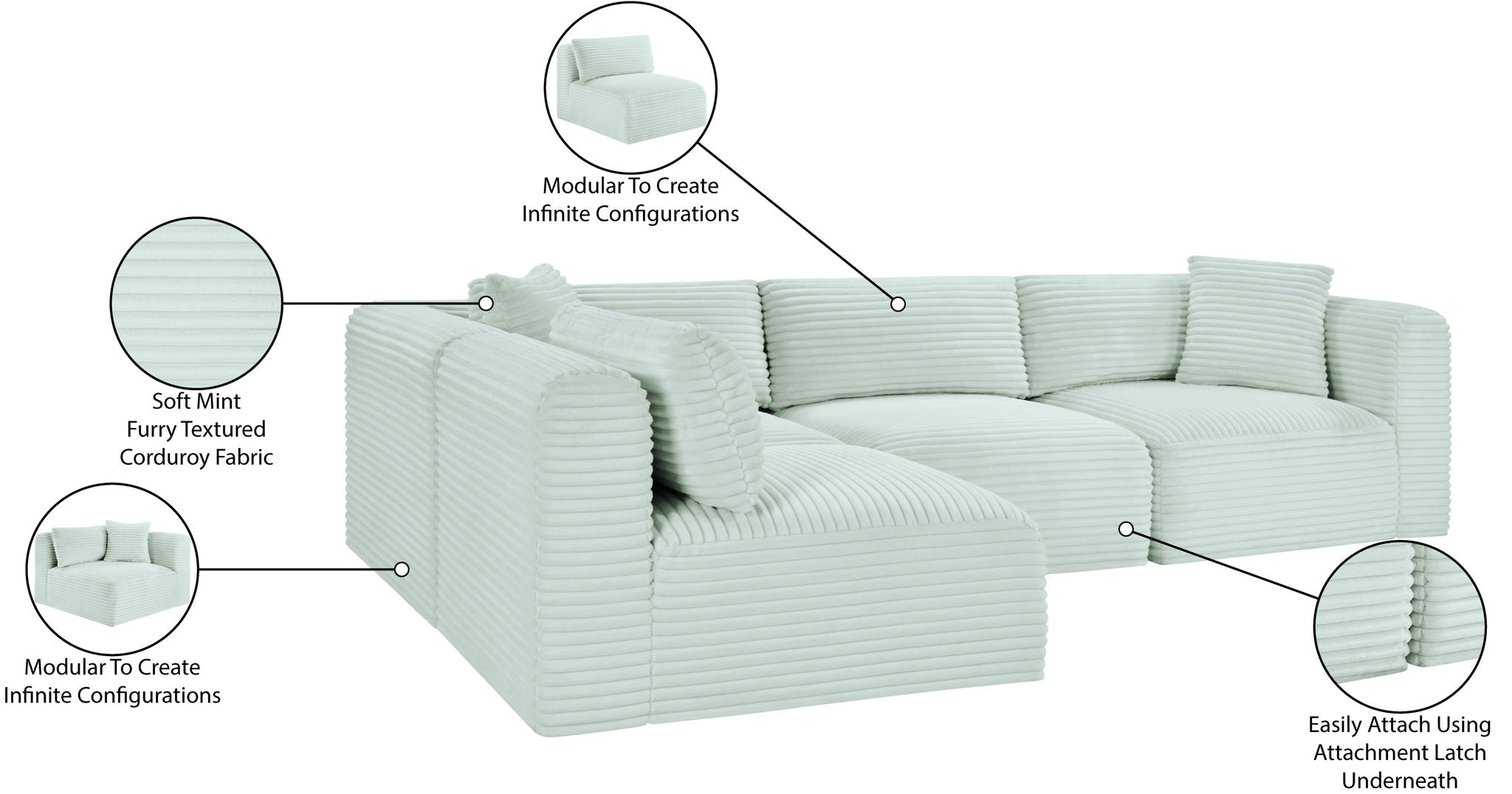 Shaggy - 4 Piece Modular Sectional