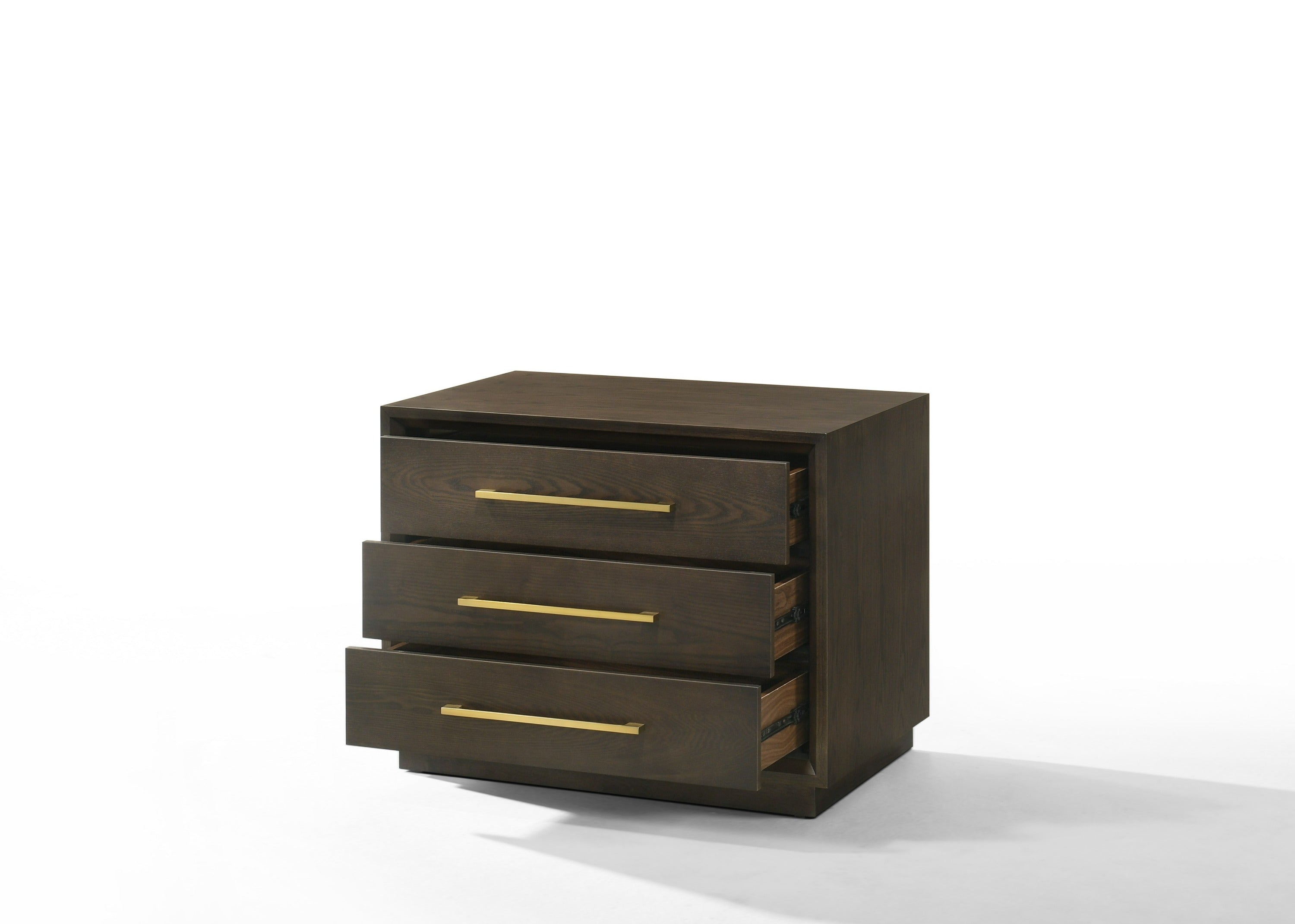 Modrest Manhattan - Contemporary Brown Oak and Gold Nightstand
