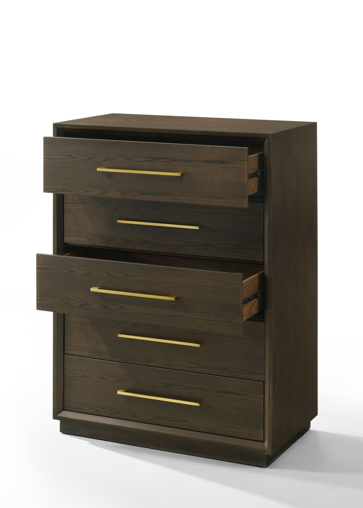 Manhattan - Contemporary Brown Oak and Gold Chest