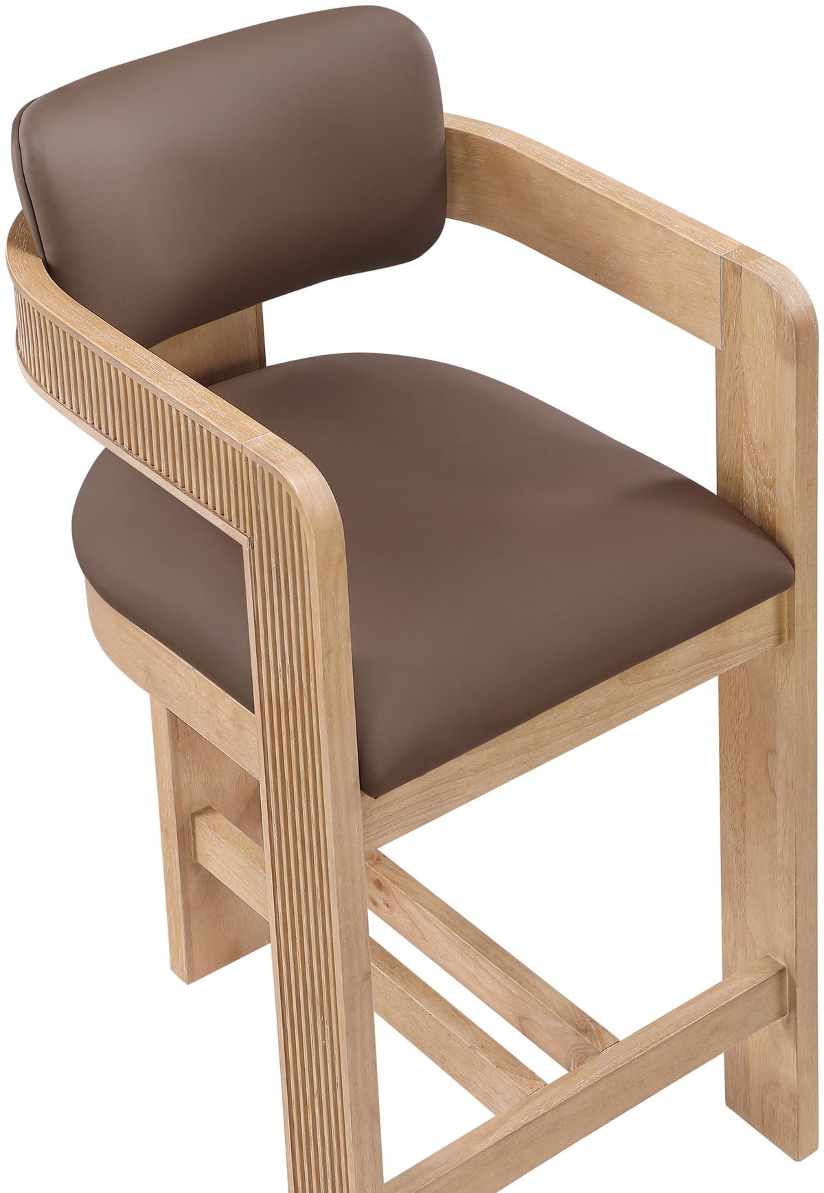 Sacha - Vegan Leather Upholstered Counter Stool With Natural Base