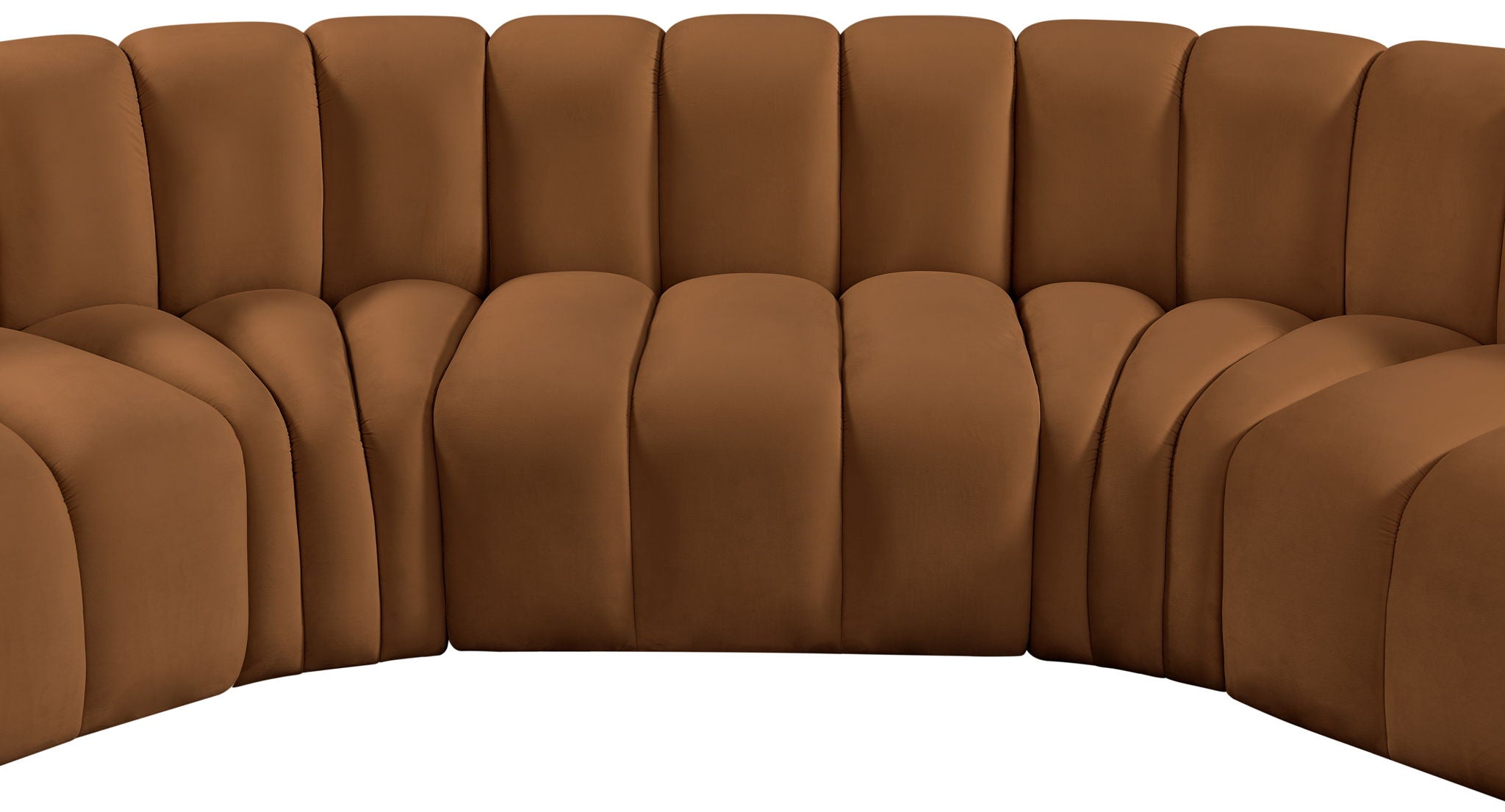 Arc - Velvet 5 Piece U-Shaped Modular Sofa - Saddle