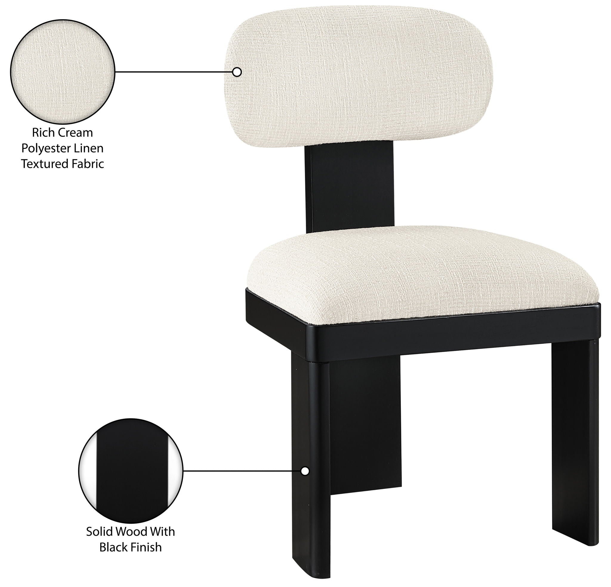 Timbra - Linen Textured Fabric Upholstered Dining Chair (Set of 2) - Black Base
