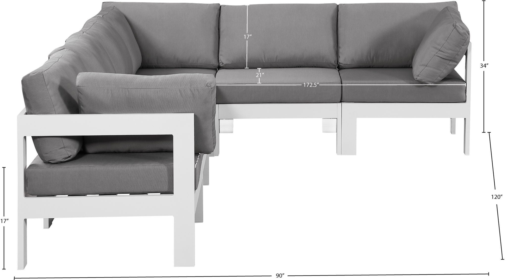 Nizuc - Outdoor Patio 6 Piece Modular Sectional With White Frame