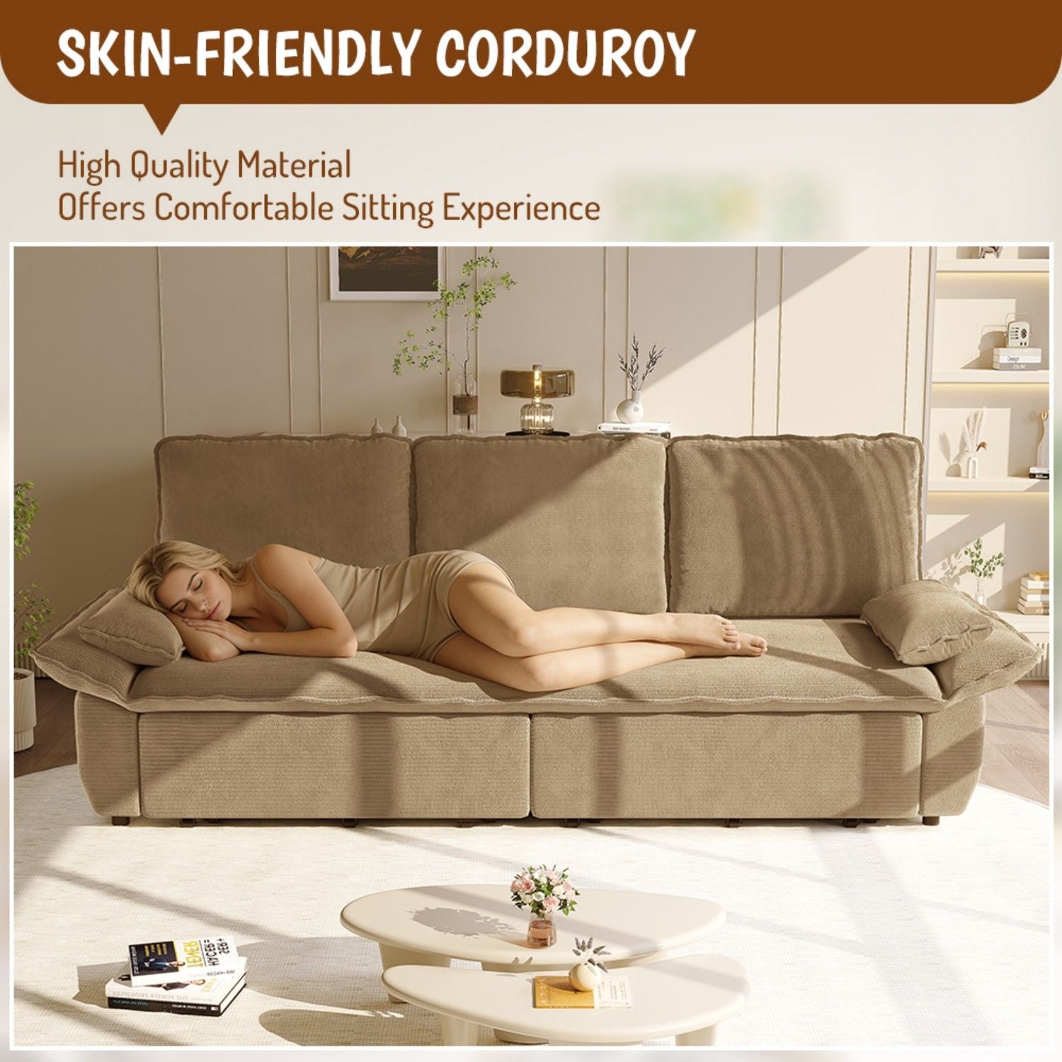 King Size Pull Out Sofa Bed, 3 In 1 Convertible Multifunctional