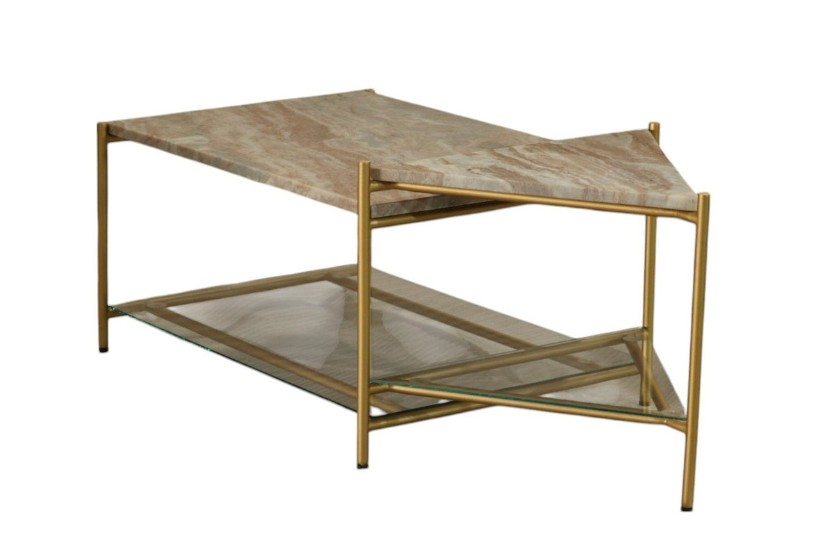 Mosk - Modern Marble + Glass + Brass Coffee Table