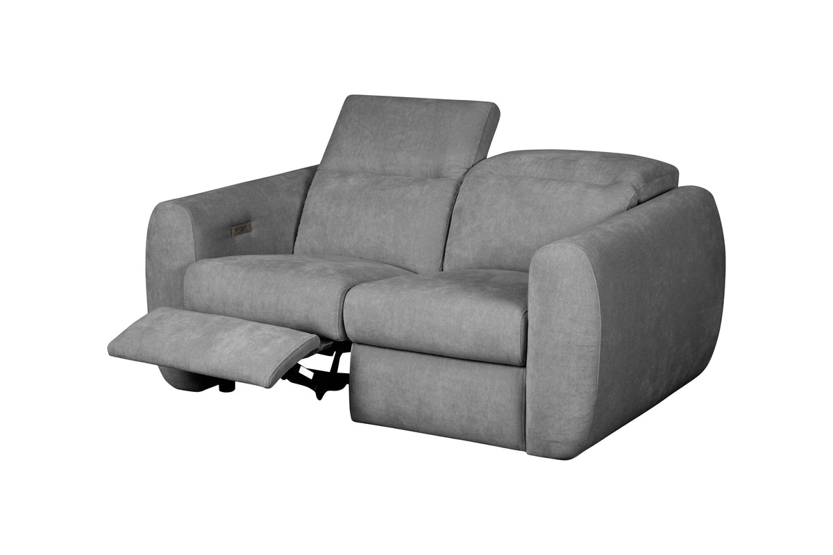 Brevig - Modern Grey Fabric Sofa w/ 2 Recliners