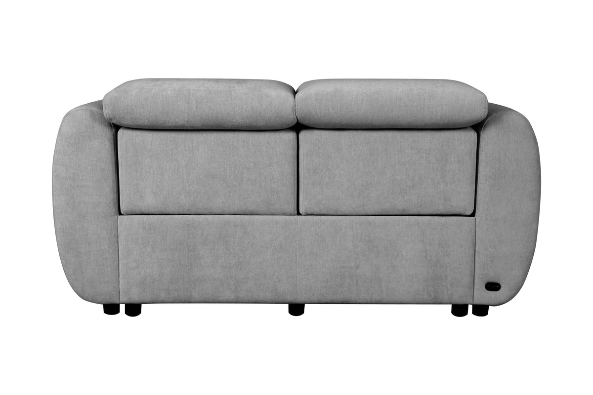 Brevig - Modern Grey Fabric Sofa w/ 2 Recliners