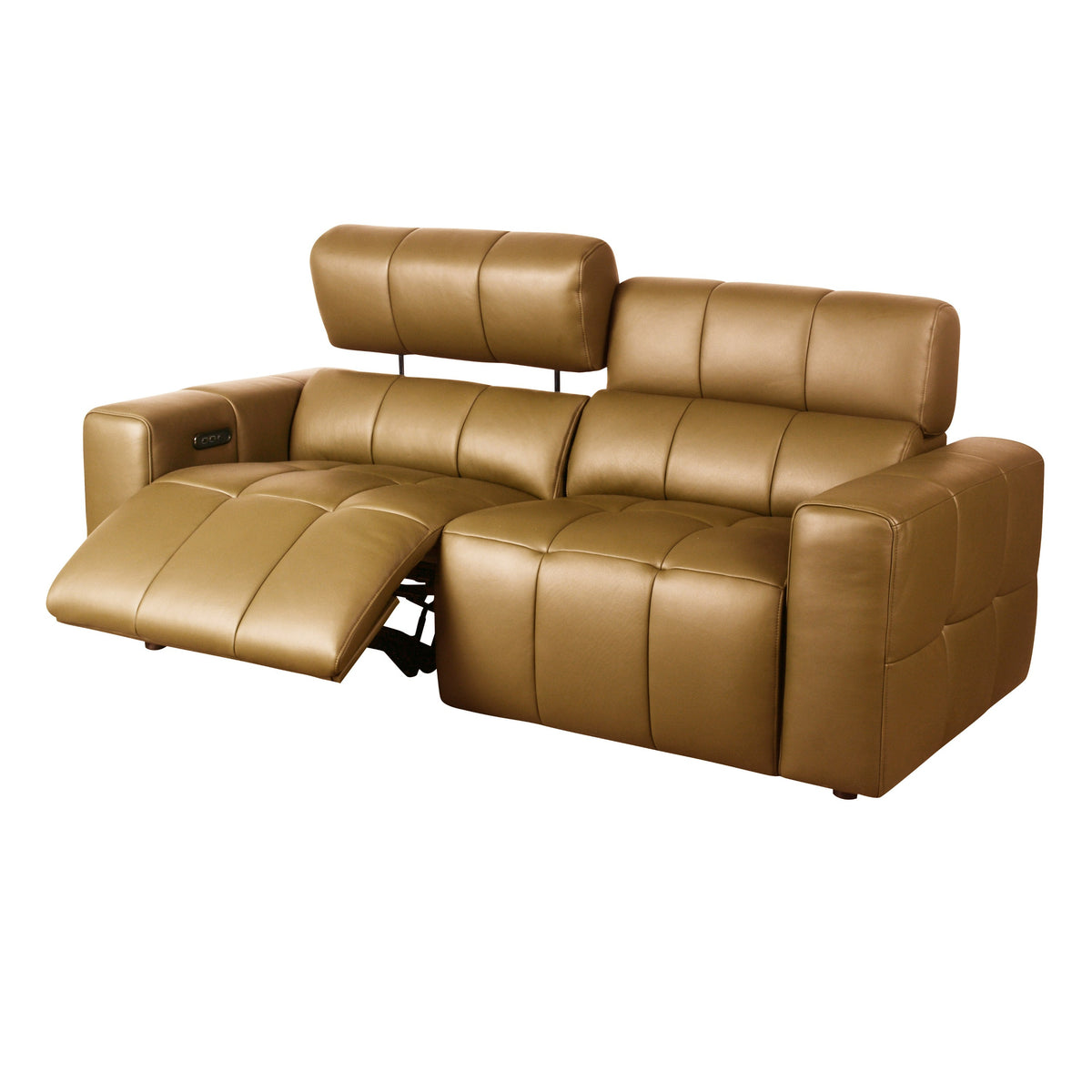 Chevak - Modern Brown Leather Sofa w/ 2 Recliners