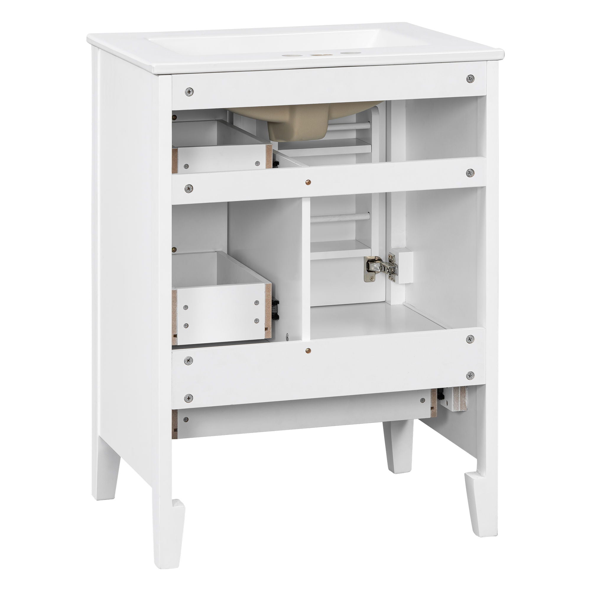 Modern Bathroom Vanity With Sink, Freestanding Cabinet With Drawers And Shelves
