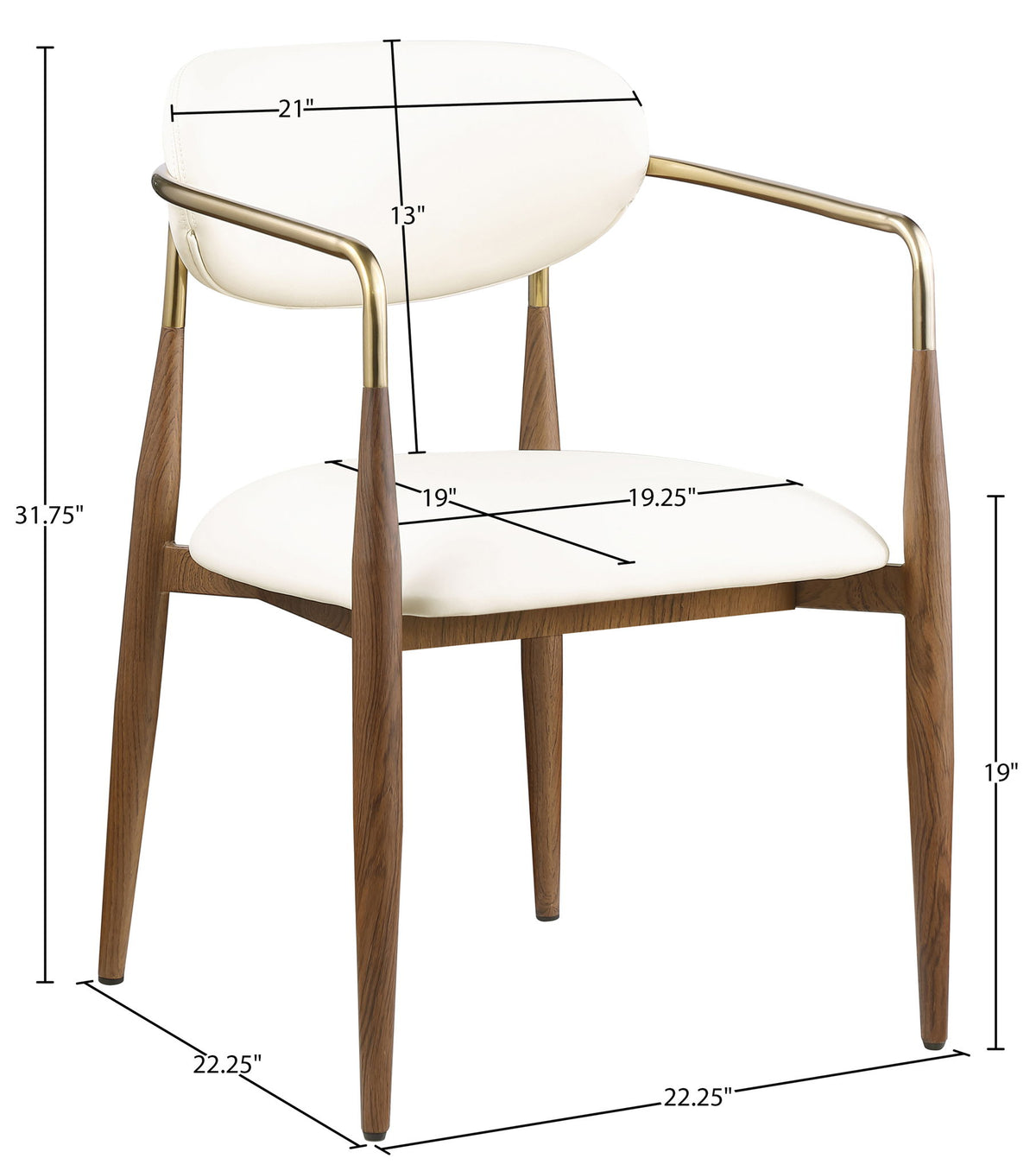 Ronda - Vegan Leather Upholstered Dining Arm Chair - Walnut Legs