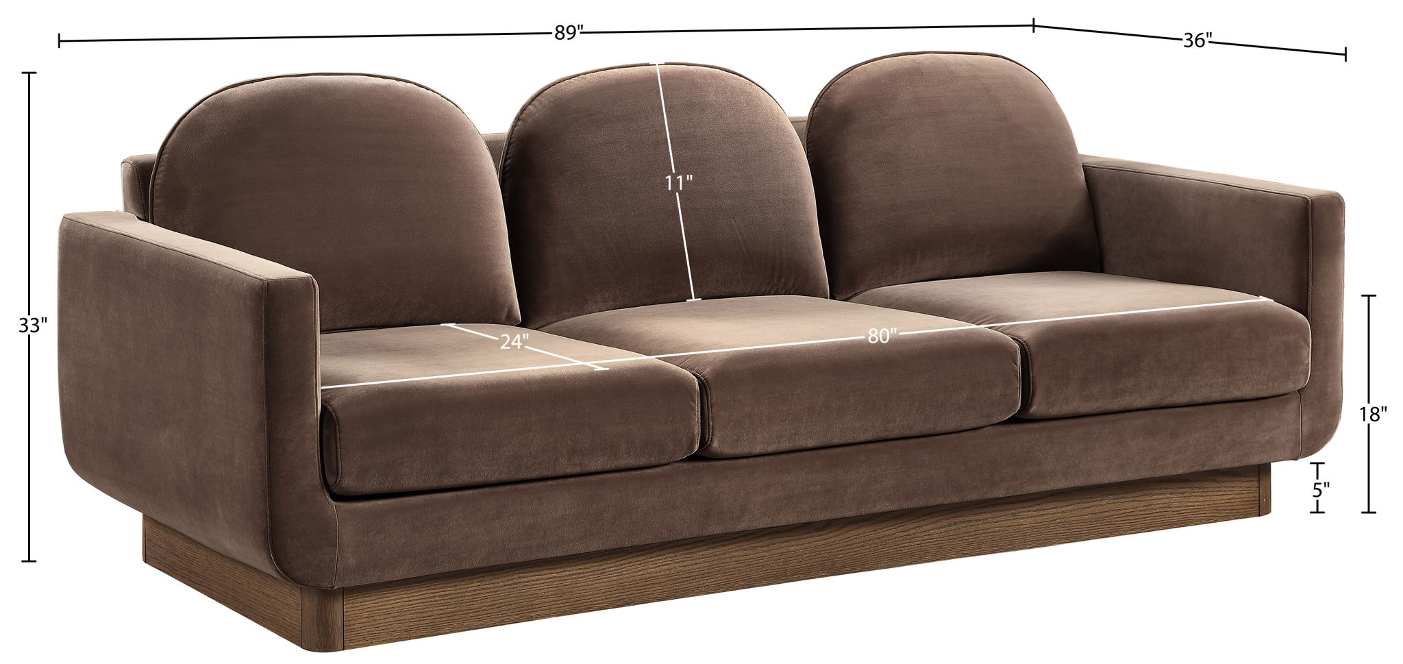 Diviento - Velvet Performance Fabric Upholstered Sofa