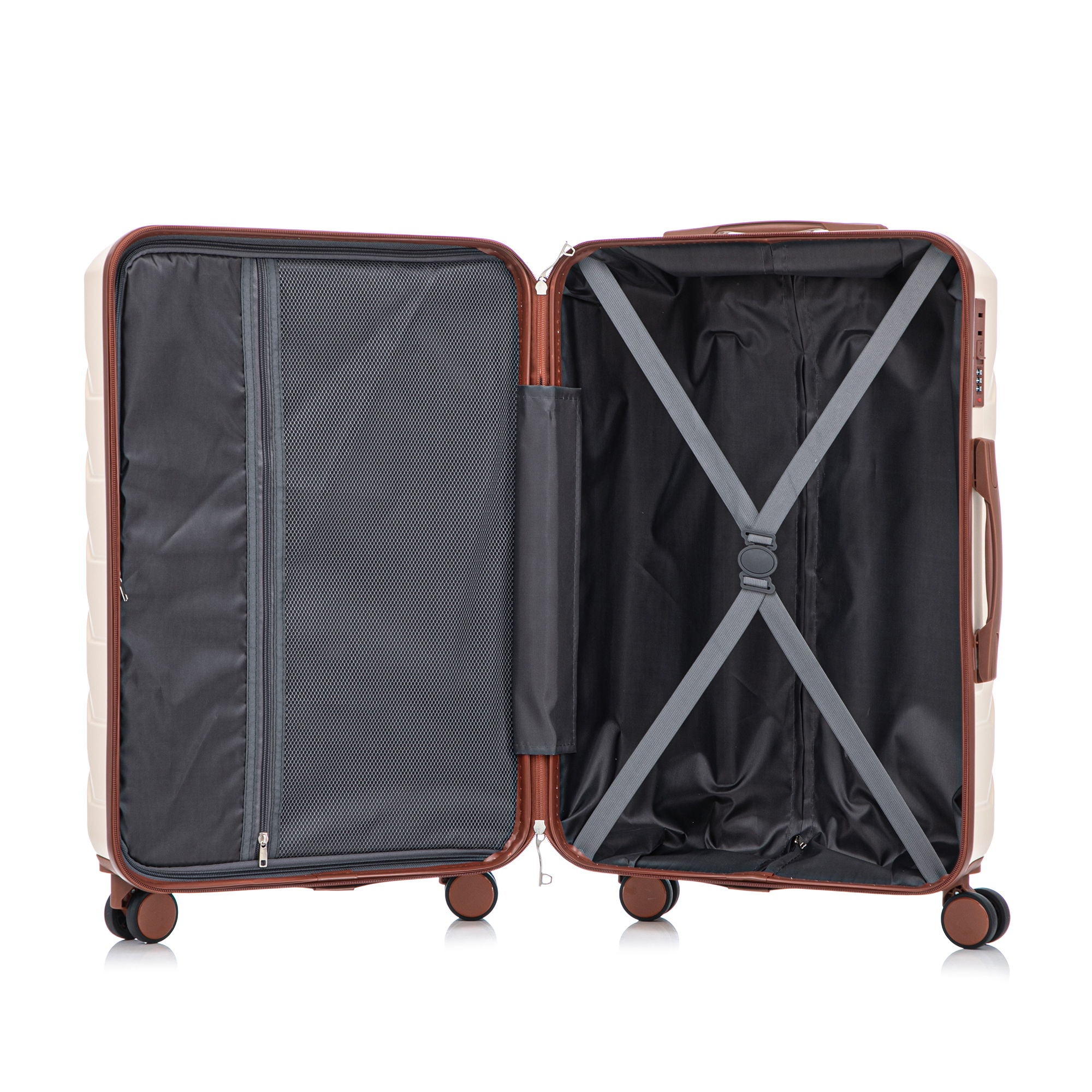 Hard Shell Luggage With Scratch Resistant Surface, 4 Wheels, Combination Lock & Side Hooks