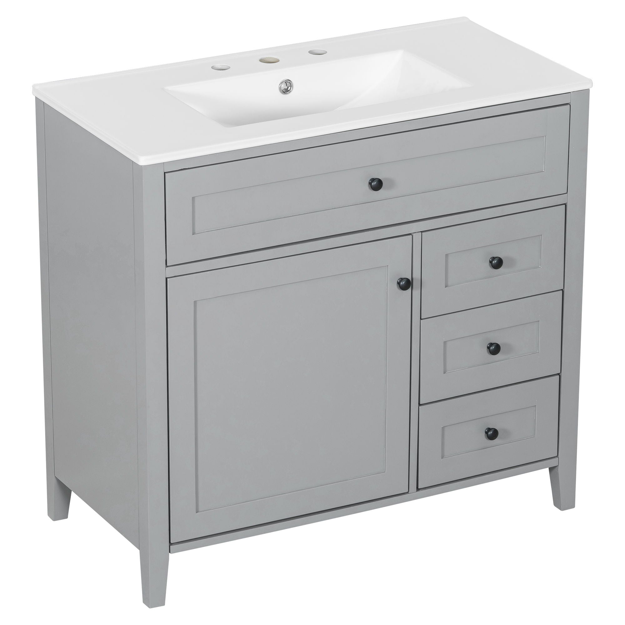 Bathroom Vanity With Sink, Cabinet With 3 Drawers And Adjustable Shelf